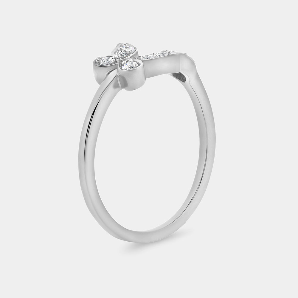 Gilded 1/10 Carat Lab-Grown Diamond Butterfly Heart Stack Ring