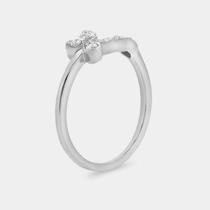 Gilded 1/10 Carat Lab-Grown Diamond Butterfly Heart Stack Ring