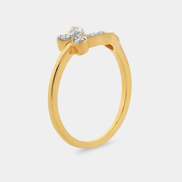 1/10 Carat Lab-Grown Diamond Butterfly Heart Stack Ring — GILDED New York