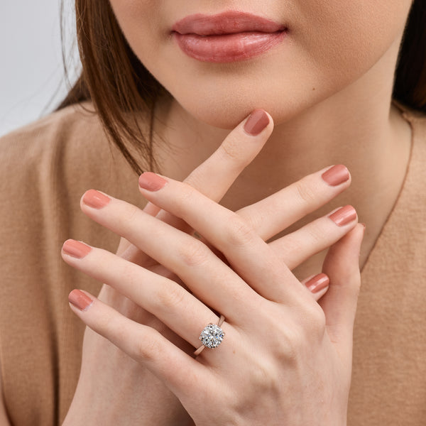 Gilded 2 Carat Lab-Grown Diamond Round-Shaped Hidden Halo Engagement Ring