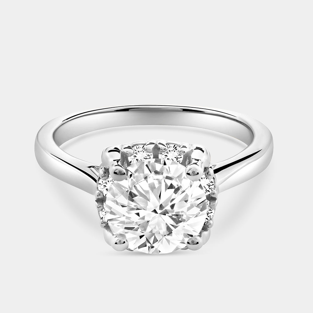 Gilded 2 Carat Lab-Grown Diamond Round-Shaped Hidden Halo Engagement Ring