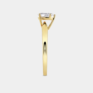 Gilded 1/2 Carat Lab-Grown Diamond Pear-Shaped Cathedral Solitaire Ring