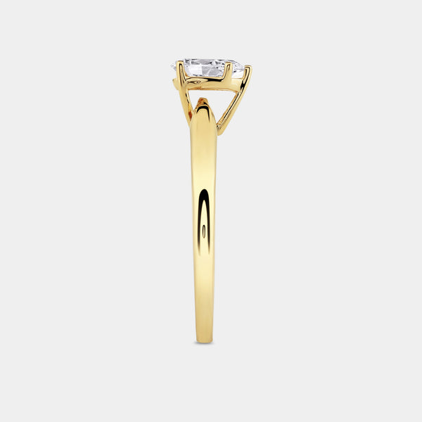 Gilded 1/2 Carat Lab-Grown Diamond Pear-Shaped Cathedral Solitaire Ring