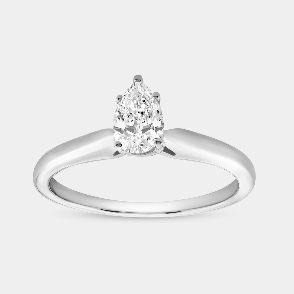 Gilded 1/2 Carat Lab-Grown Diamond Pear-Shaped Cathedral Solitaire Ring