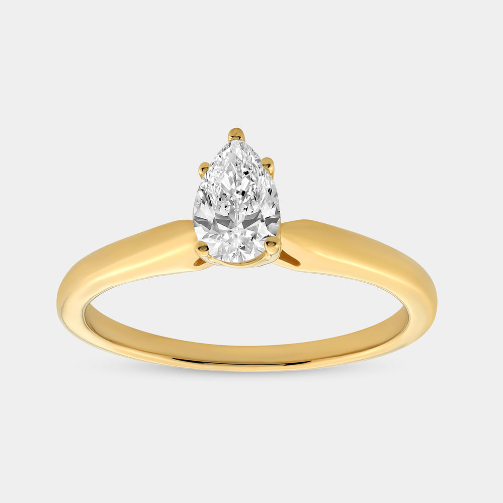 Gilded 1/2 Carat Lab-Grown Diamond Pear-Shaped Classic Solitaire Ring