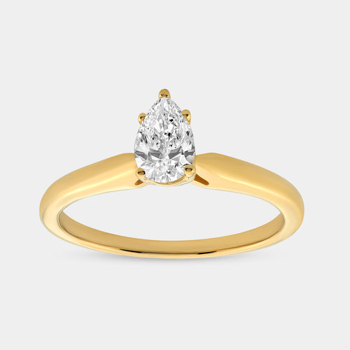 Gilded 1/2 Carat Lab-Grown Diamond Pear-Shaped Classic Solitaire Ring