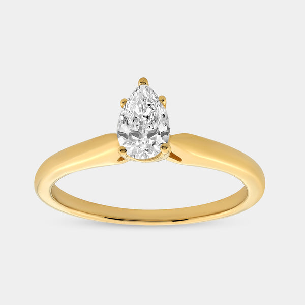 1/2 Carat Lab-Grown Diamond Pear-Shaped Classic Solitaire Ring — GILDED New York