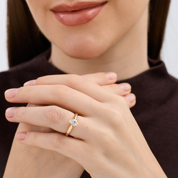 3/4 Carat Lab-Grown Diamond Pear-Shaped Classic Solitaire Ring — GILDED New York