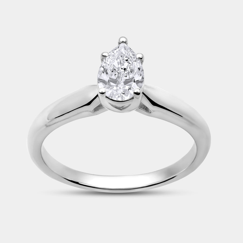 Gilded 3/4 Carat Lab-Grown Diamond Pear-Shaped Cathedral Solitaire Ring