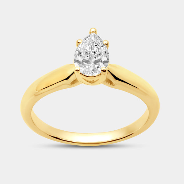 3/4 Carat Lab-Grown Diamond Pear-Shaped Classic Solitaire Ring — GILDED New York