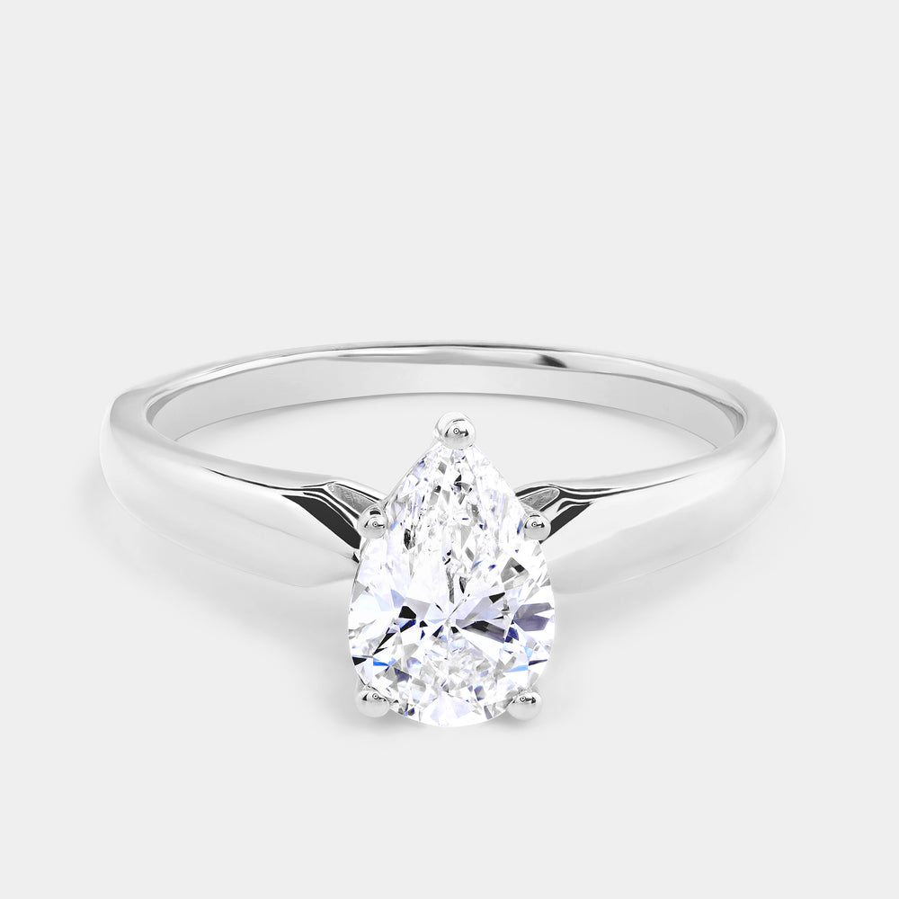 Gilded 1 Carat Lab-Grown Diamond Pear-Shaped Classic Solitaire Ring