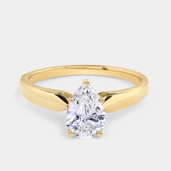 1 Carat Lab-Grown Diamond Pear-Shaped Classic Solitaire Ring — GILDED New York