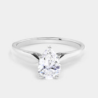 Gilded 1 Carat Lab-Grown Diamond Pear-Shaped Cathedral Solitaire Ring