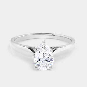 Gilded 1 Carat Lab-Grown Diamond Pear-Shaped Cathedral Solitaire Ring