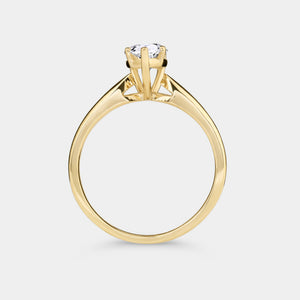 Gilded 1 Carat Lab-Grown Diamond Pear-Shaped Cathedral Solitaire Ring