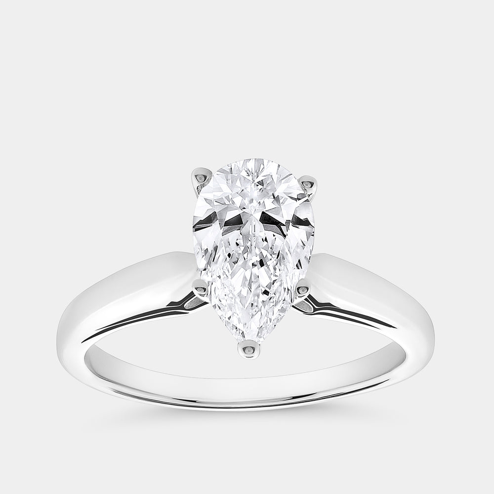 Gilded 1 and 1/2 Carat Lab-Grown Diamond Pear-Shaped Classic Solitaire Ring