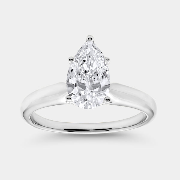 1 and 1/2 Carat Lab-Grown Diamond Pear-Shaped Classic Solitaire Ring — GILDED New York
