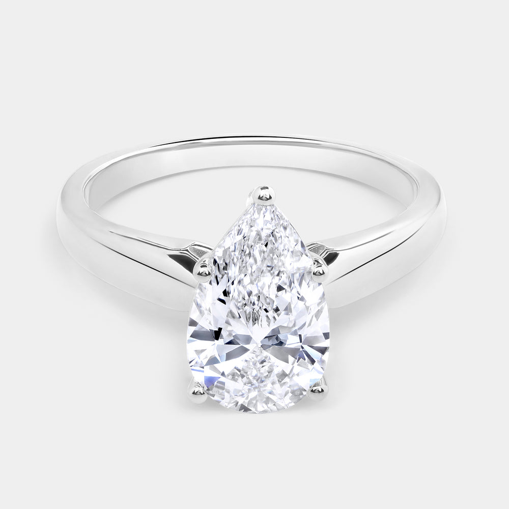 Gilded 2 Carat Lab-Grown Diamond Pear-Shaped Classic Solitaire Ring