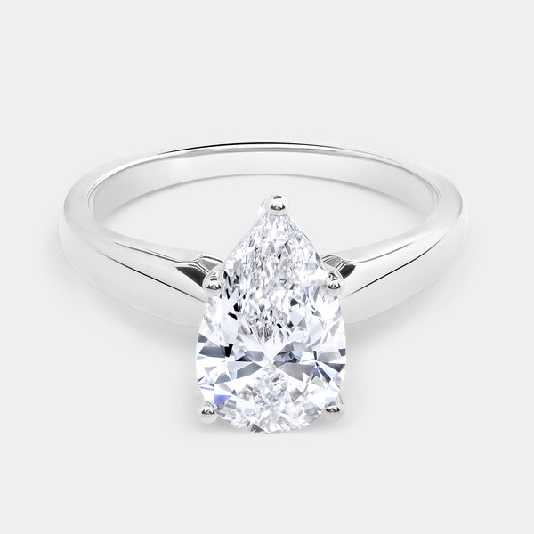 2 Carat Lab-Grown Diamond Pear-Shaped Classic Solitaire Ring — GILDED New York
