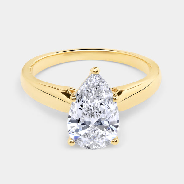 2 Carat Lab-Grown Diamond Pear-Shaped Classic Solitaire Ring — GILDED New York
