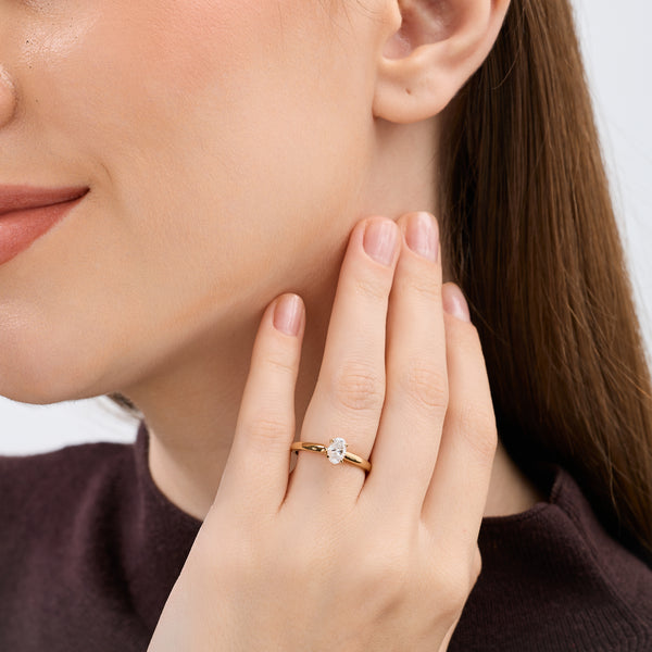 1/2 Carat Lab-Grown Diamond Oval-Shaped Classic Solitaire Ring — GILDED New York