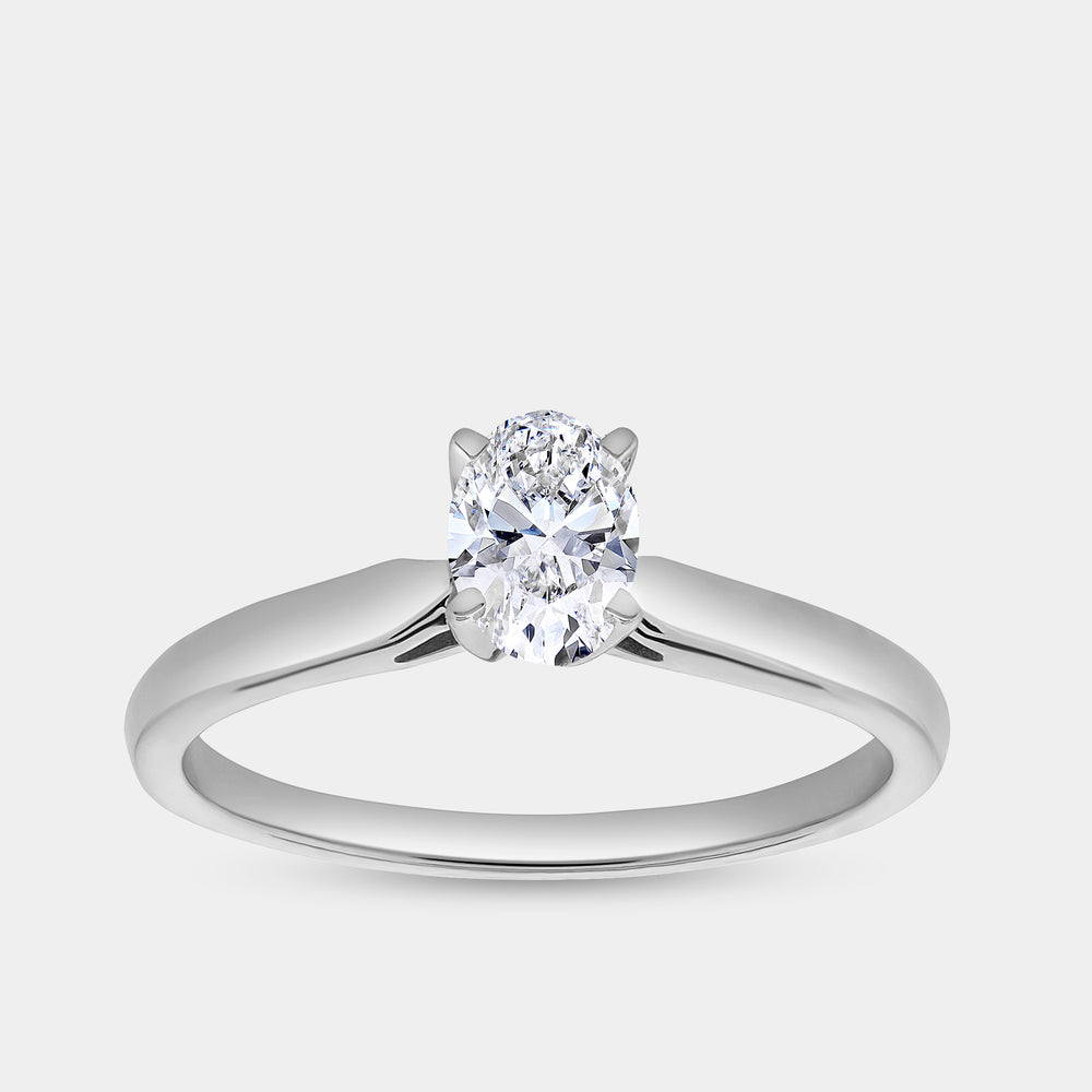 Gilded 1/2 Carat Lab-Grown Diamond Oval-Shaped Classic Solitaire Ring