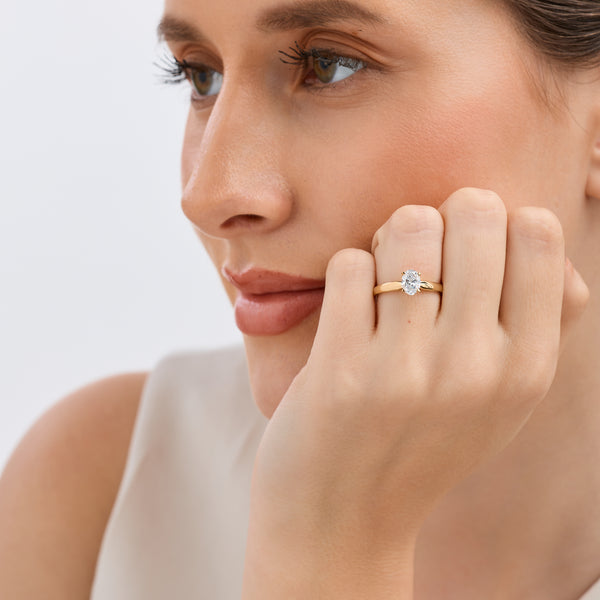 3/4 Carat Lab-Grown Diamond Oval-Shaped Classic Solitaire Ring — GILDED New York
