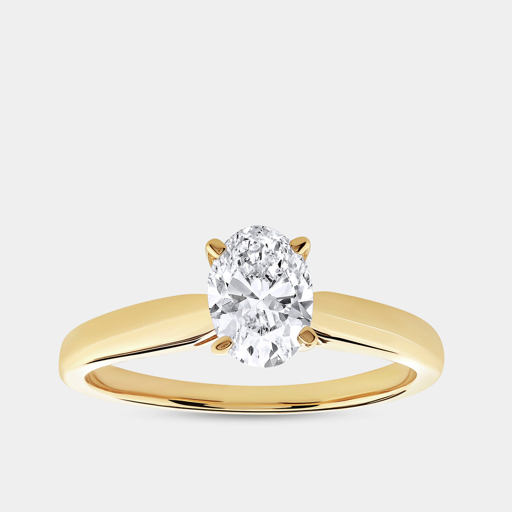 Gilded 3/4 Carat Lab-Grown Diamond Oval-Shaped Classic Solitaire Ring