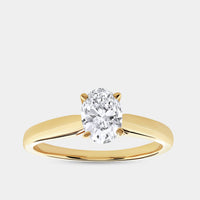 Gilded 3/4 Carat Lab-Grown Diamond Oval-Shaped Cathedral Solitaire Ring