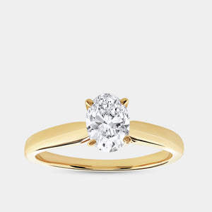 Gilded 3/4 Carat Lab-Grown Diamond Oval-Shaped Cathedral Solitaire Ring
