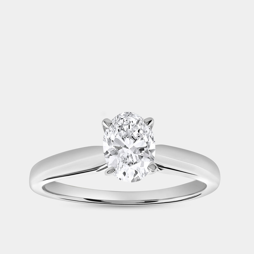 Gilded 3/4 Carat Lab-Grown Diamond Oval-Shaped Cathedral Solitaire Ring