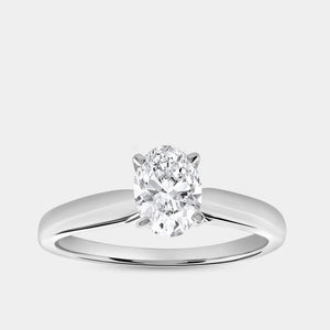 Gilded 3/4 Carat Lab-Grown Diamond Oval-Shaped Classic Solitaire Ring