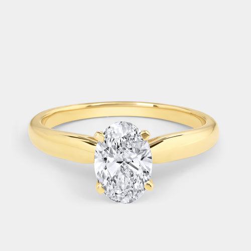 Gilded 1 Carat Lab-Grown Diamond Oval-Shaped Classic Solitaire Ring