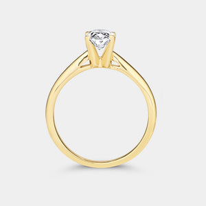Gilded 1 Carat Lab-Grown Diamond Oval-Shaped Cathedral Solitaire Ring