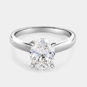 Gilded 2 Carat Lab-Grown Diamond Oval-Shaped Classic Solitaire Ring