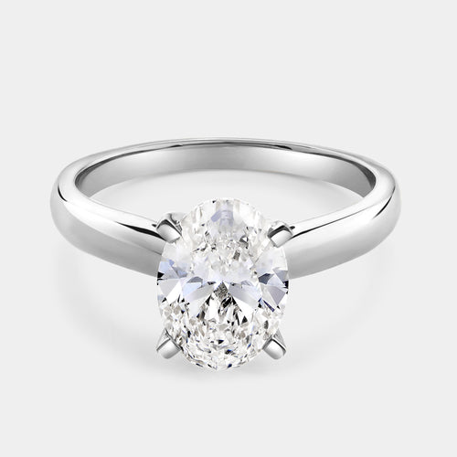 Gilded 2 Carat Lab-Grown Diamond Oval-Shaped Classic Solitaire Ring