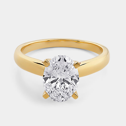 Gilded 2 Carat Lab-Grown Diamond Oval-Shaped Classic Solitaire Ring