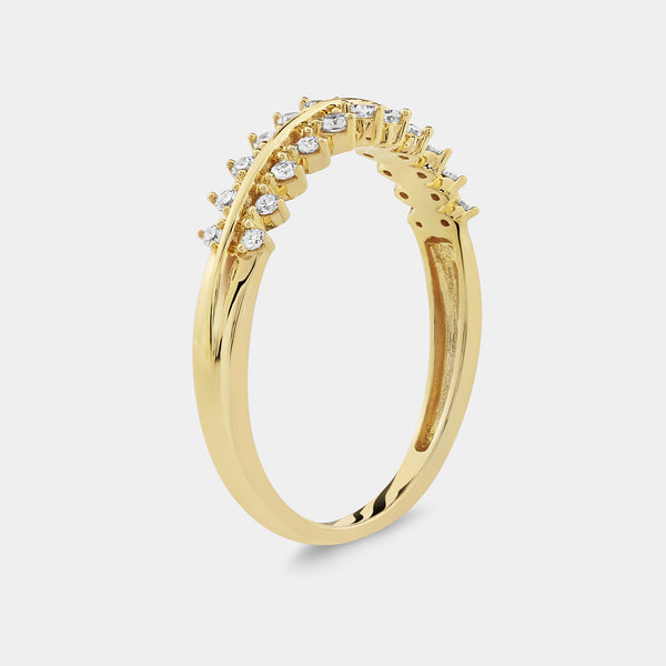 Gilded 1/5 Carat Lab-Grown Diamond Two-Row Petite Temple Anniversary Band