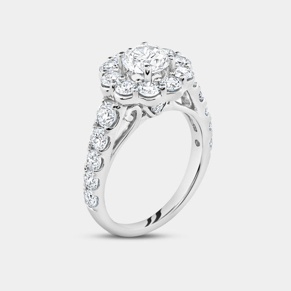 4 Carat Lab-Grown Diamond Engagement Ring Set with a Round-Shaped Center and a Flower Halo — GILDED New York