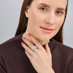 Gilded 3 Carat Lab-Grown Diamond Five-Row Shared-Prong Domed Anniversary Band