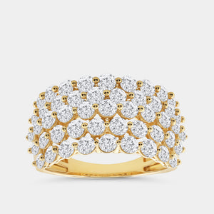 Gilded 3 Carat Lab-Grown Diamond Five-Row Shared-Prong Domed Anniversary Band
