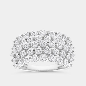 Gilded 3 Carat Lab-Grown Diamond Five-Row Shared-Prong Domed Anniversary Band