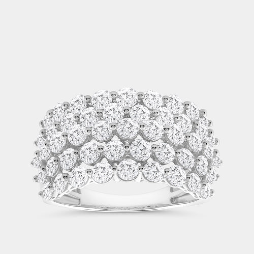 Gilded 3 Carat Lab-Grown Diamond Five-Row Shared-Prong Domed Anniversary Band