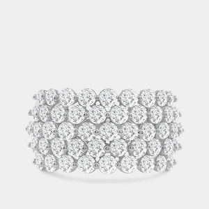 Gilded 3 Carat Lab-Grown Diamond Five-Row Shared-Prong Domed Anniversary Band