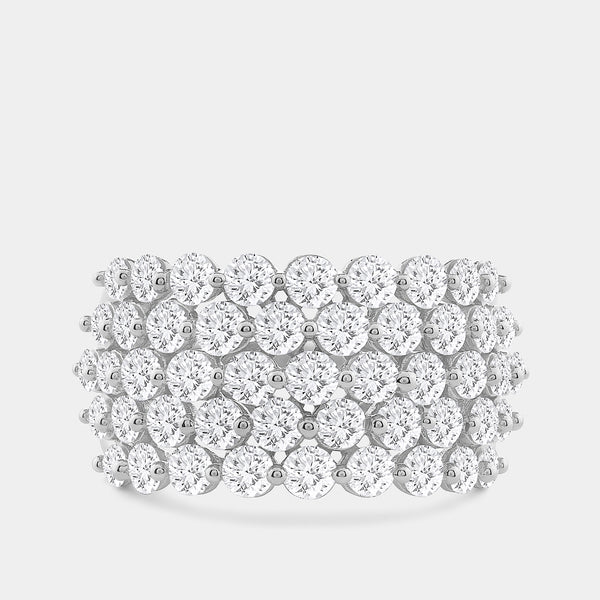 Gilded 3 Carat Lab-Grown Diamond Five-Row Shared-Prong Domed Anniversary Band