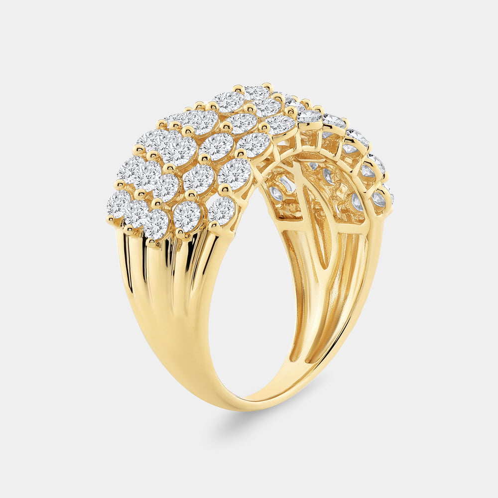 Gilded 3 Carat Lab-Grown Diamond Five-Row Shared-Prong Domed Anniversary Band