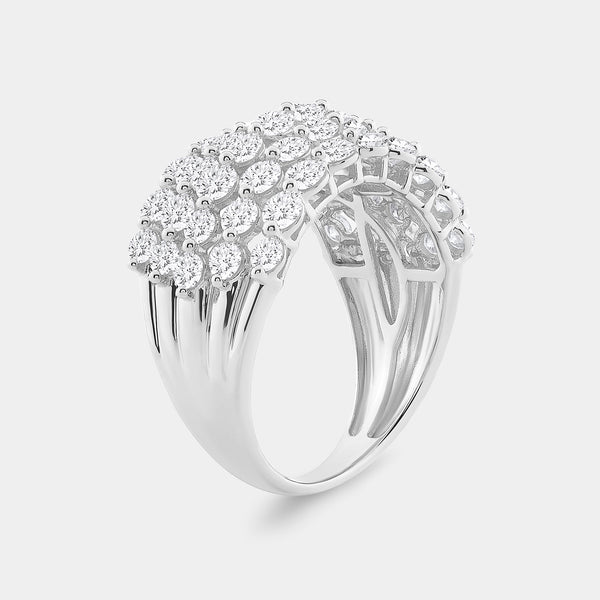 Gilded 3 Carat Lab-Grown Diamond Five-Row Shared-Prong Domed Anniversary Band
