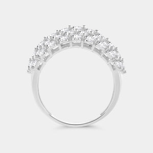 Gilded 3 Carat Lab-Grown Diamond Five-Row Shared-Prong Domed Anniversary Band