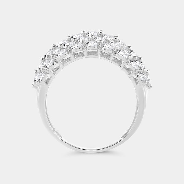 Gilded 3 Carat Lab-Grown Diamond Five-Row Shared-Prong Domed Anniversary Band