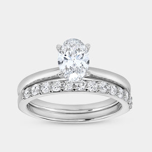 Gilded 1 and 1/2 Carat Lab-Grown Diamond Solitaire Oval-Shaped Prong-Setting Bridal Set